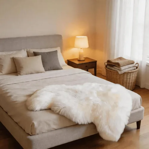 Miniatura 2 de AOGELAN Alfombra de oveja genuina de alta calidad, piel de oveja auténtica, esponjosa, esponjosa, de piel de cordero para niños, dormitorio, sofá