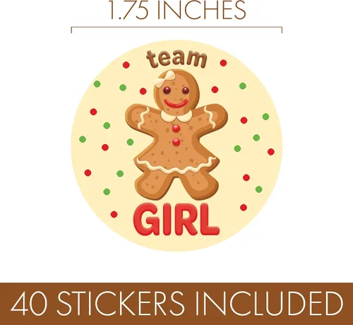 Miniatura 3 de Gingerbread Revelación de Género Fiesta, Adhesivos de Galleta Navideña para Equipo Niño o Equipo Niña - 40 Etiquetas, Navidad Oh Snap ¿Qué se está