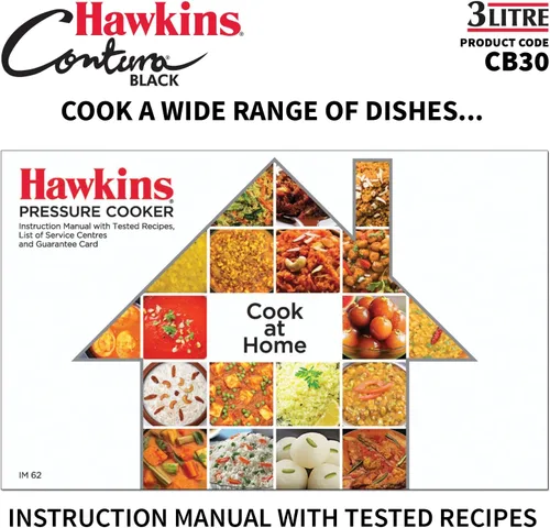 Miniatura 11 de Hawkins Olla de presión Contura de 3 litros, color negro, con tapa interior anodizada dura, modelo Handi, color negro (CB30)