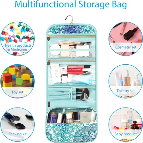 Miniatura 5 de Fintie - Bolsa de viaje portátil para cosméticos y artículos de aseo, gran organizador de maquillaje colgante resistente al agua, estuche