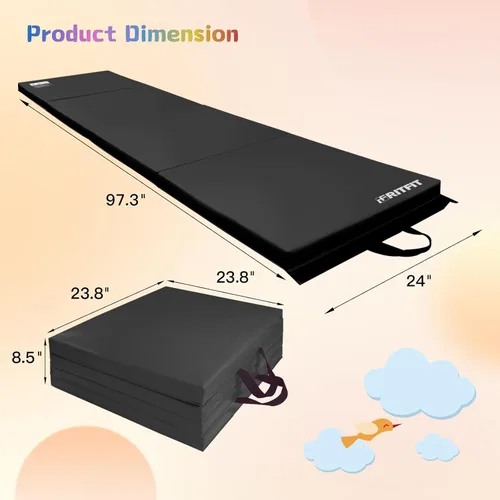 Miniatura 2 de RitFit Upgraded Folding Exercise Mat, 2 Inch Thick Gymnastics Mat 3’x6’,4’x8’,4x10’,2'x8' with Carrying Handles for Yoga, MMA, Stretching, Core Azul