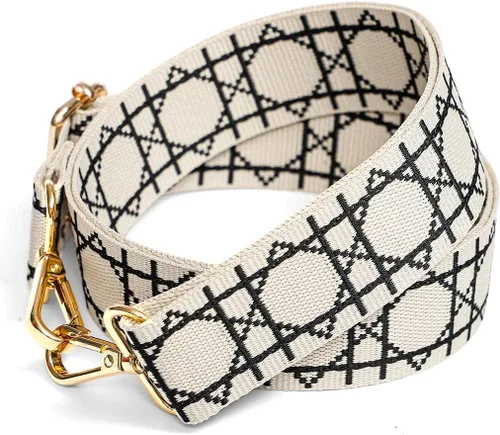 Miniatura 4 de Lekesky Purse Strap Replacement Crossbody, Beige Geometric Print Purse Straped for Women, Adjustable Bag Straps Replacement(Golden Buckle)