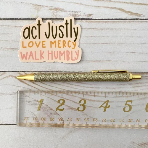 Miniatura 7 de Swaygirls Pegatina cristiana Adhesivo de fe religiosa Actúa con justicia, ama la misericordia, camina humildemente Calcomanías de Dios o Jesús