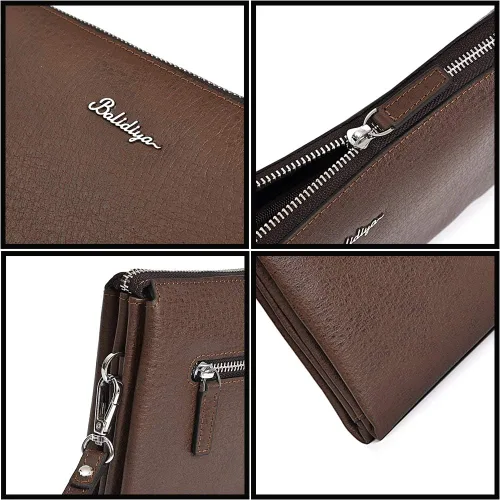 Miniatura 4 de BALIDIYA - Bolso de mano para hombre con cremallera Marrón talla única billetera de viaje