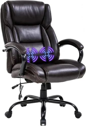 Silla ejecutiva grande y alta, resiste 500 libras de peso, de piel sintética negra, con ruedas giratorias, ergonómicas, para oficina, con soporte