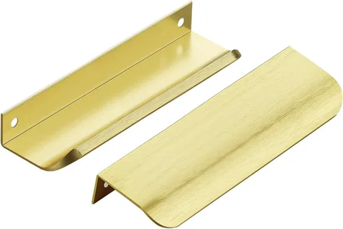 Miniatura 26 de Ravinte Hardware Paquete de 6 Manijas Doradas para Gabinete, Tiradores de Borde de Dedo de 3 Pulgadas (76mm), Centro de Orificio de 2 Pulgadas