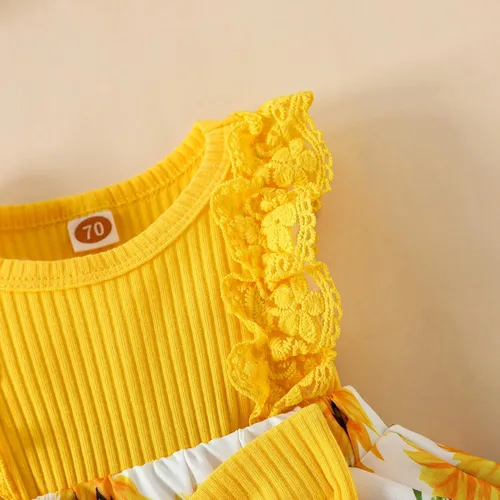 Miniatura 8 de Mubineo Ropa de verano para bebé niña, sin mangas, encaje floral, vestido de mameluco para recién nacido