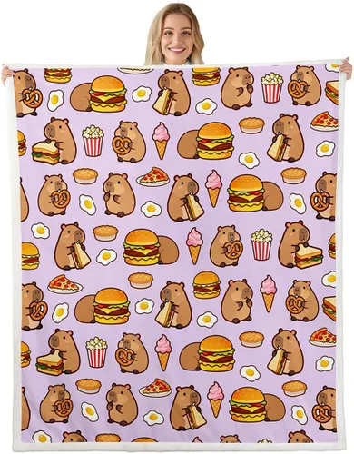 Miniatura 16 de Erosebridal Funny Capybaras Blanket Capybara Lover Gifts Cute Fleece Blanket for Kids Girls Boys, Capybara Decorations Blankets 40"x50", Kawaii