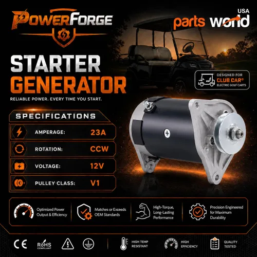 Miniatura 3 de Generador de arranque de 23A 12V para Club Car DS FE290 FE350 1996-2007 carrito de golf 1 año de garantía 1018337-01 101833701CC 15404 G338771