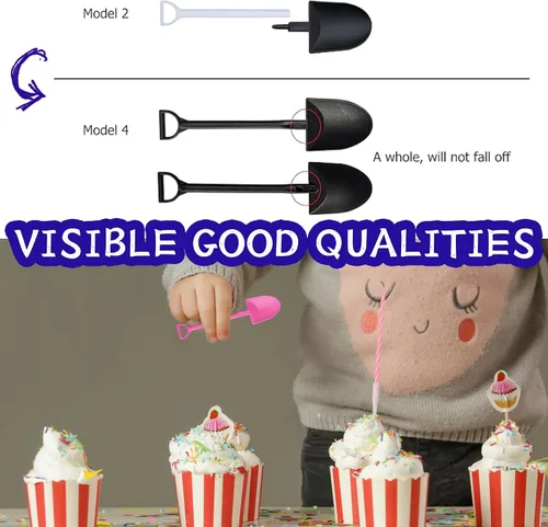 Miniatura 2 de OaaXbbECco Cucharas de postre plásticas desechables lindas de la forma de la pala de la novedad