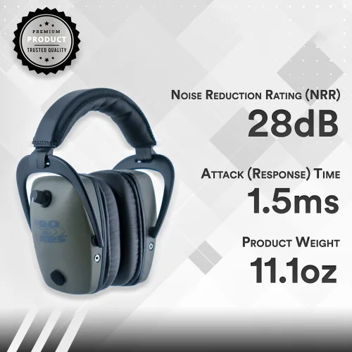 Miniatura 2 de Pro Ears Pro Tac Slim Orejeras doradas, protección auditiva electrónica de grado militar y amplificación, tecnología DLSC, fabricadas en Estados