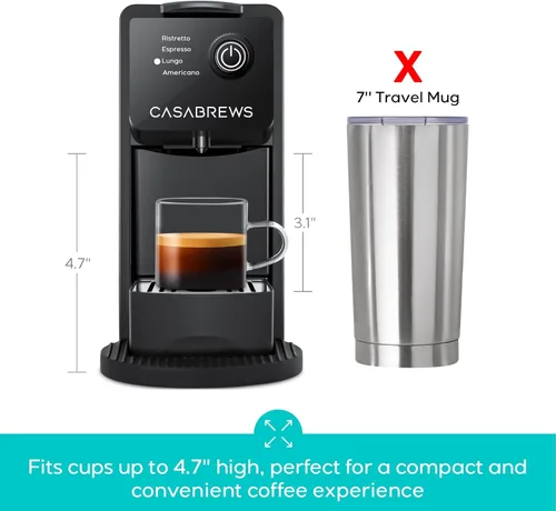 Miniatura 7 de CASABREWS CM7036E - Máquina de café espresso para cápsulas Nespresso, cafetera compacta de 20 bares con tanque de agua extraíble de 21 onzas y 4