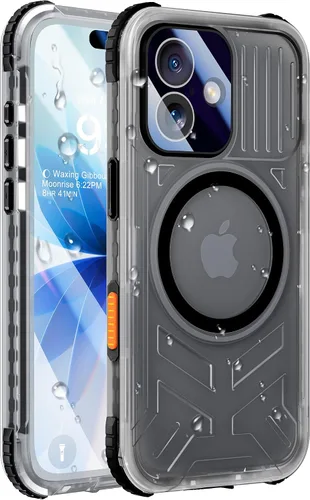 Miniatura 25 de Funda impermeable para iPhone 15 con Magsafe, protector de pantalla, cordón, IP68 militar de cuerpo completo a prueba de golpes, para deportes