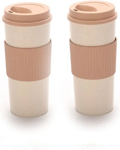 Miniatura 72 de Taza de café sellada con paja de trigo, taza de plástico portátil creativa, taza de alimentos de alto valor que acompaña a beber 16.9 fl oz/17 oz