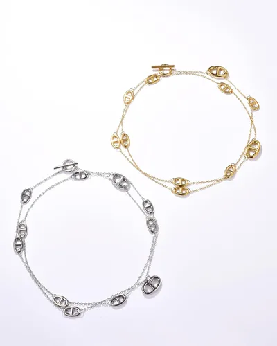 Miniatura 5 de LeoYletc Collar largo para mujer, acero inoxidable, chapado en oro de 18 quilates, joyería de moda