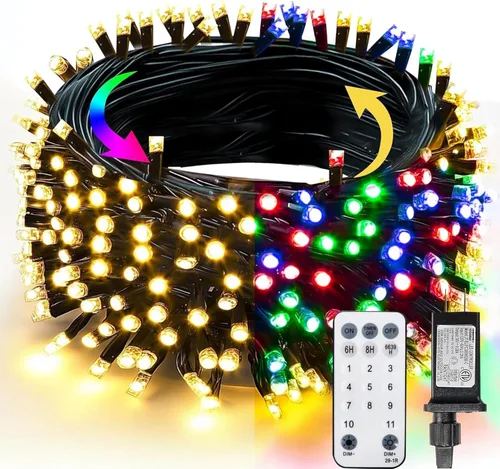 Miniatura 21 de TW SHINE - Luces de Navidad que cambian de color, 200 luces LED RGB de 66 pies, luces de Halloween para exteriores con control remoto, impermeables