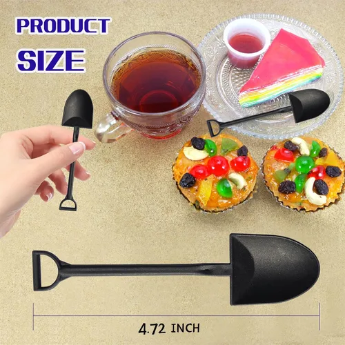 Miniatura 5 de OaaXbbECco Cucharas de postre plásticas desechables lindas de la novedad de la forma de la pala (50)