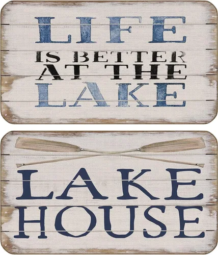 BXFAHZJ Lake House Life is Better at The Lake - Juego de 2 tapetes decorativos para puerta de 17 x 30 pulgadas, para interiores y exteriores