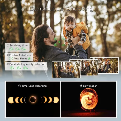 Miniatura 5 de Cámara digital 5K para fotografía, cámara de vlogging WiFi de 64MP con doble lente y pantalla abatible de 180°, zoom 16X, kit de cámara de apuntar