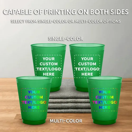 Miniatura 6 de Vasos de plástico esmerilado personalizados para estadios, paquete de 100, texto promocional, logotipo, 16 onzas, vasos de fiesta reutilizables