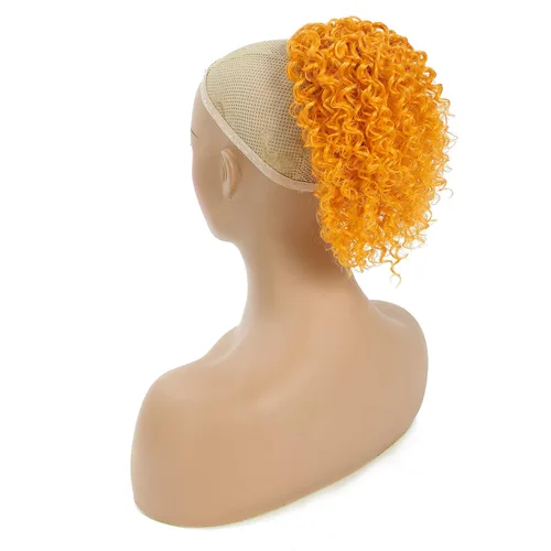 Cola de caballo con cordón para mujeres negras, extensión rizada tipo afro, cabello natural afro