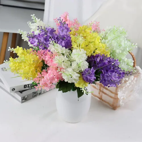 Miniatura 3 de ECYC Ltd Ramo de flores artificiales de jacinto de 13.78 pulgadas, flores de jacinto de seda con tallo de jacinto sintético para decoración de boda