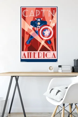 Miniatura 4 de Trends International Marvel Comics - Póster de pared Art Deco del Capitán América, 22.375 x 34 pulgadas, versión premium sin marco