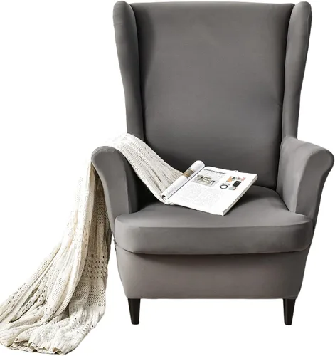 Miniatura 35 de NILUOH Funda para silla Wingback, 2 piezas, fundas elásticas de elastano para silla con respaldo de ala, funda lavable para sillones con respaldo