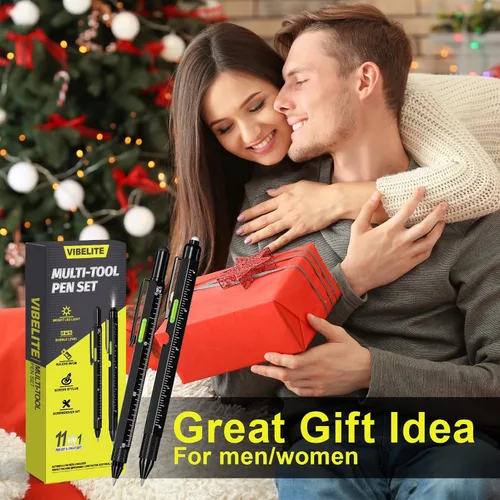 Miniatura 2 de Juego de bolígrafos multiherramienta 11 en 1 con LED, lápiz capacitivo, nivel, destornillador, cabeza plana, regla, regalos para hombres, él, papá
