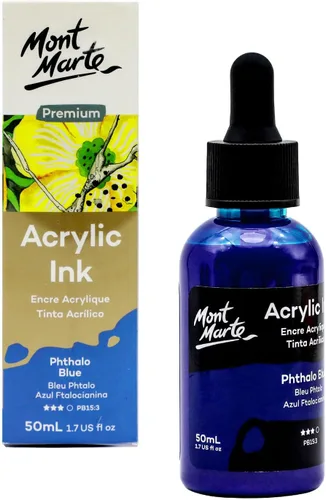 Miniatura 8 de Mont Marte Tinta Acrílica Premium 12 piezas x 20 ml (0,7 fl.oz. EE.UU.), Tintas acrílicas para artistas, colores esenciales, ideal para aerógrafo