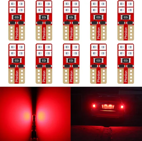 Miniatura 8 de PHINLION 12V T10 168 194 Bombillas LED amarillas ámbar, súper brillantes, miniatura 2835 8-SMD, cuña 12961 12396 para luces interiores de coche
