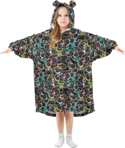 Miniatura 24 de Mantas portátiles para niños, sudadera con capucha tipo manta de gran tamaño, suave y cálida, regalos para niños, niñas y adolescentes de 3 a 14