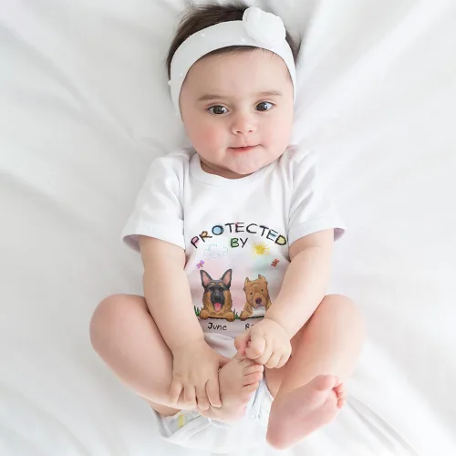 Miniatura 3 de Gossby Enterizo personalizado para bebé niña niño – Regalo personalizado ropa de bebé con diseño de perro – 0-24 meses – 4