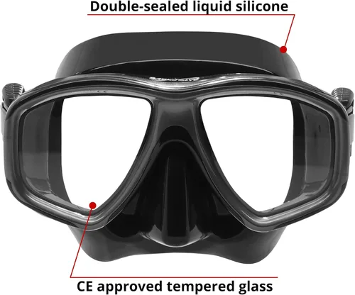 Miniatura 2 de AquaFlex - Máscara de buceo, vidrio templado antivaho y amplia visión panorámica, falda de silicona antifugas, buceo, esnórquel, apnea