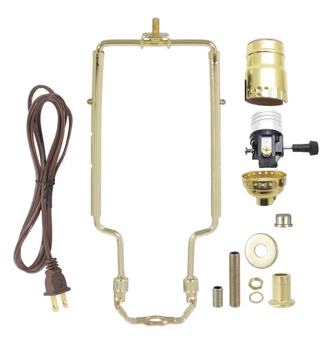 Miniatura 5 de B&P Lamp® Kit de cableado de lámpara de mesa con acabado chapado en latón con arpa de 9 pulgadas y enchufe de 3 vías Acabado de latón + arpa de 9
