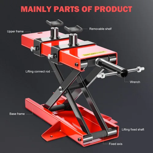 Miniatura 2 de DNA Motoring Gato elevador de tijera para motocicleta con soporte de elevación y pernos - 500 kg (1100 libras) Rango de elevación de 3.7-14.8