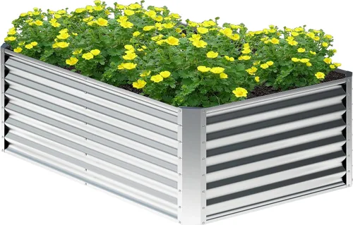 Miniatura 17 de 2 camas de jardín elevadas galvanizadas de 4 x 2 x 1 pies, macetas elevadas, caja de jardín de metal, planta grande para plantar al aire libre, cama