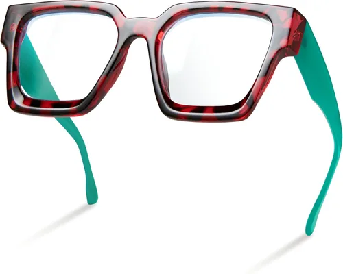 Miniatura 16 de livho Marco de gafas de gran tamaño para mujer y hombre, lentes rectangulares de moda para computadora, marco elegante *Tortuga de coco