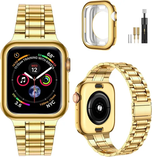 Miniatura 8 de MioHHR - Correa de acero inoxidable sólida compatible con Apple Watch de 1.5 pulgadas (Series 3/2/1) 1.6 pulgadas (Series SE/6/5/4) 1.61 pulgadas