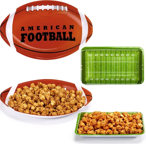 Cunhill 24 bandejas de fiesta de fútbol americano, bandejas reutilizables para aperitivos, platos de postre para suministros de fiesta, decoración