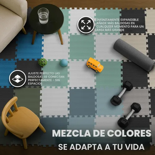 Miniatura 10 de bemaxx Juego de alfombrillas de gimnasio, 18 piezas de baldosas de espuma EVA entrelazadas (12.6 x 12.6 x 0.4 pulgadas), 18 pies cuadrados Arena
