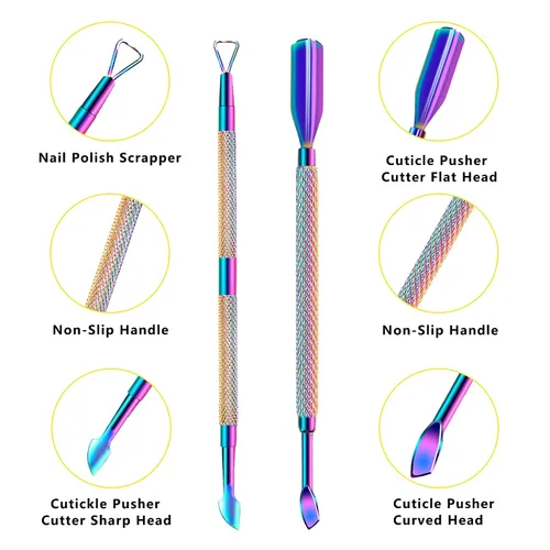 Miniatura 3 de Cortador de cutículas con empujador de cutículas y tijeras, removedor de cutículas, herramientas profesionales de manicura de pedicura duraderas