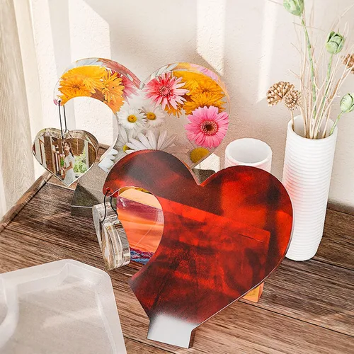 Miniatura 5 de Moldes de Resina para Marcos de Fotos Grandes, Moldes de Silicona en Forma de Corazón para Resina Epoxi, Exhibición de Marco de Fotos DIY Molde