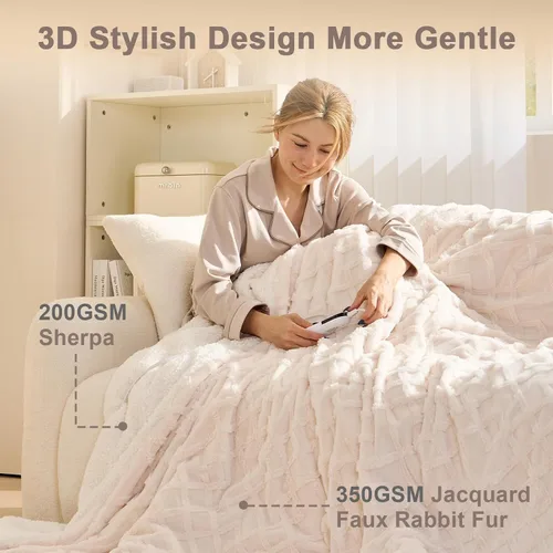 Miniatura 2 de SnugLife Manta térmica eléctrica con 6 niveles de calentamiento rápido, 4 horas de apagado automático, ultra coza y cálida manta eléctrica de piel