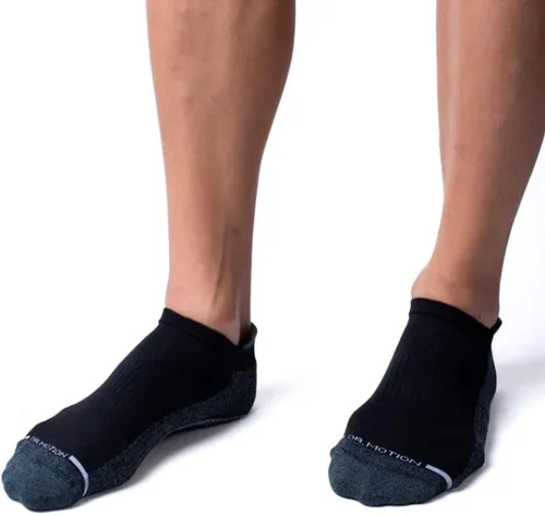 Miniatura 3 de Dr. Motion Calcetines tobilleros de compresión transpirables acolchados de corte bajo para hombre con soporte de arco, 4 pares