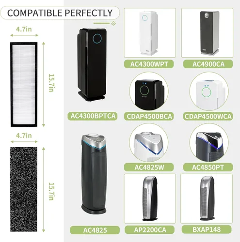 Miniatura 2 de FLT4850PT - Filtro de aire Pu-rifier de repuesto compatible con filtro Germ-Guardian B AC4850PT AC4300WPT AC4900 Air Pu-rifier, 4 HEPA y 6 prefiltros
