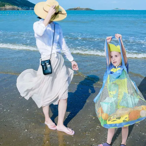 Miniatura 3 de Bolsa de malla para juguetes de playa, bolsas y bolsas de playa extra grandes, bolsa de almacenamiento de arena, juguetes para niños, organizador