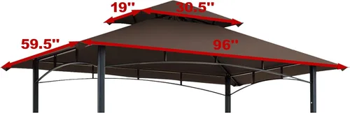 Miniatura 2 de EasyLee Cubierta de toldo para kiosco de parrilla de 8 x 5 pies, parte superior de repuesto impermeable con gancho en T, color marrón