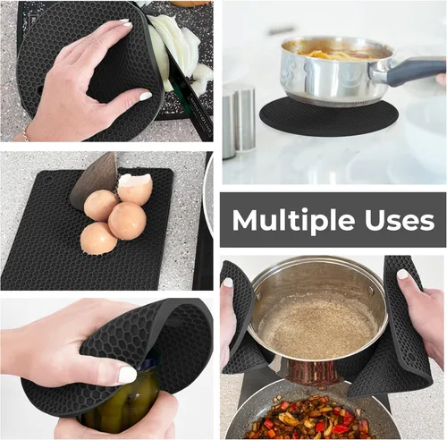 Miniatura 3 de Salvamanteles de silicona para platos calientes, ollas, sartenes (paquete de 4) - Portaollas resistentes al calor para encimeras de cocina - 2