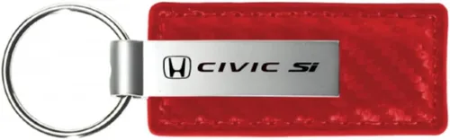 Au-TOMOTIVE GOLD, INC. Llavero compatible con Honda Civic SI Red Carbon Fiber Leather Key Fob, Rojo -